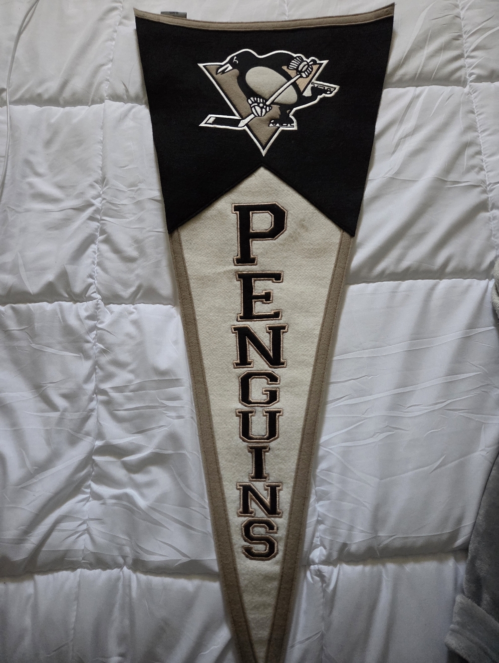 Pittsburgh Penguins Vintage Genuine Wool Blend Pennant - Black & Cream